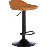 Orsina Set of 2 Camel Bar Stools, Contemporary Saddle Seat Breakfast Counter Stools, Leather Pub Style Seating in Brown