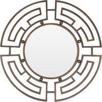 Orsina Jalal Metal Frame Round Wall Mirror in Brown