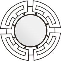 Orsina Jalal Metal Frame Round Wall Mirror in Black