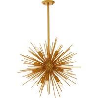 Orsina Brass Finish Metal Pendant Light, Luxe Contemporary Ceiling Light With 12 Bulb Holders in Gold