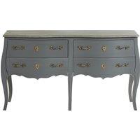 Orsina French Style Grey 4 Drawer Double Chest, Baroque Handle Wooden Storage Cabinet, Wood Bedroom Drawer Unit