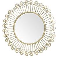 Orsina Distinctive Mirrored Disc Detail Wall Mirror, Decorative Circle Framed Mirror, 97x97cm Statement Mirror in Gold | Size: 97x97 cm