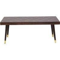 Orsina Mango Wood & Gold Finishing Coffee Table, Rectangular Coffee Table With Brass Inlay, Wooden Centre Table in Brown