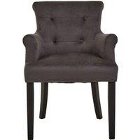 Orsina Ringback Velvet Armchair for Living Room, Classic Indoor Chair with Tufting, Angular Wooden Leg Chair in Grey