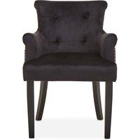 Orsina Ringback Velvet Armchair for Living Room, Classic Indoor Chair with Tufting, Angular Wooden Leg Chair in Black