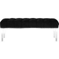 Orsina Contemporary Black Velvet Bench, Button Tufted Upholstered Bench with Clear Acrylic Legs, Hallway Seating
