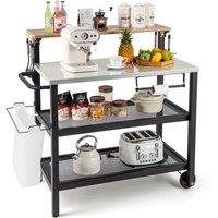 Costway Rolling Bar Cart Movable Pizza Oven Stand with Flip-up Table in Black