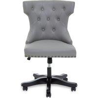 Orsina Black Leather‑Effect Office Chair, Tufted Wingback Seat with Studded Trim, Height‑Adjustable Swivel Chair in Grey