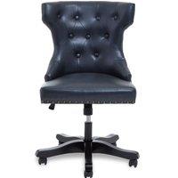 Orsina Black LeatherEffect Office Chair, Tufted Wingback Seat with Studded Trim, HeightAdjustable Swivel Chair