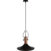 Orsina Large Black & Copper Pendant Light, Industrial Hammered Metal Ceiling Light, Brushed Copper Inner Shade