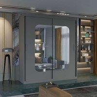 Sliding Wardrobes 4U Wardrobe with LED Light W203cm x H217cm x D62cm in Grey