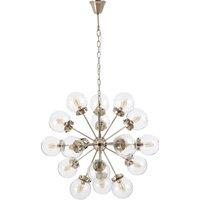 Orsina 18 Light Silver Ceiling Pendant, Abstract Burst Design Statement Light, Glass Globe Ceiling Light