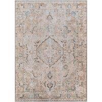 Livabliss Kemer-Washable Beige Grey Blue Traditional Vintage Boho Living Dining Rug in Taupe | Size: 200 cm x 275 cm