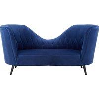 Orsina Midnight Blue Velvet Chaise Lounge, Quilted Curved Backrest Chaise with Hardwood Legs, Velvet Lounge Chair