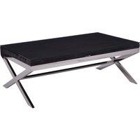 Orsina Natural Wood Coffee Table With Cross Base Design, Rectangular Wooden Table For Livingroom, Solid Mango Wood in Black