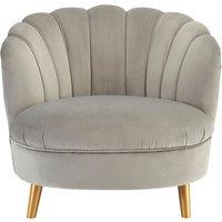 Orsina Velvet Scalloped Armchair, Supportive Armrest Lounge Chair, Easy to Clean Velvet Accent Chair in Grey