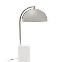Orsina Table Lamp With Chrome Dome Shade, Modern Chrome Stem Accent Light, Grey Marble Square Base Table Lamp