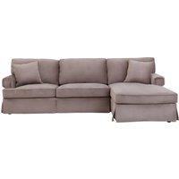 Orsina ThreeSeat Black Velvet Chaise Sofa, Black Velvet Upholstery with Wooden Base, Padded KeyStyle Arms in Brown