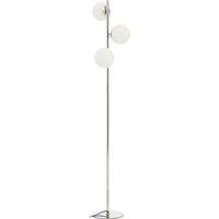 Orsina Chrome Floor Lamp With White Glass Shades, Sleek Metal Frame With Sturdy Base, Modern Floor Lighting in Silver