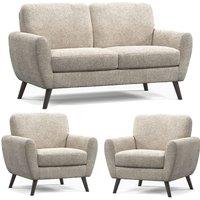 Matlock Boucle Linen Fabric Curved Arm 3 Piece Sofa Suite 2 1 1