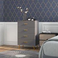HOMCOM Bedroom Chest of Drawers, Modern Drawer Dresser, Storage Drawer Unit with Aluminium Legs in Dark Grey