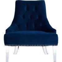Orsina Button Tufted Blue Velvet Accent Chair, Contemporary Chair With Acrylic Legs, Blue Chair For Living Room