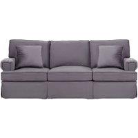 Orsina Three‑Seat Black Velvet Sofa, Black Velvet Upholstery with Key‑Style Padded Arms, Wooden Base 3‑Seater Sofa in Grey