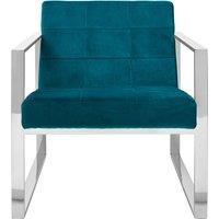Orsina Velvet Cocktail Chair, Easy to Adjust Comfy Chair, Effortless Cleaning Small Chair in Blue