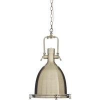Orsina Large Antique Brass Pendant Light, Industrial Dome Shade with Chain Mount, Ceiling Light with Diffuser in Gold