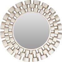 Orsina Champagne Chain Design Wall Mirror, Layered Round Mirror, 3-Tiered Hallway Mirror, Sculptural Mirror in Silver