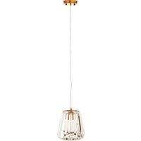 Orsina 1 Bulb Bronze Pendant Light, Cone-Shaped Glass Shade Ceiling Fixture, Crystal Texture Hanging Lamp in Gold