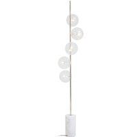 Orsina Nickel & White Marble Floor Lamp, 5 Globe Shade Floor Light For Living Room, Marble Base Light For Lounge