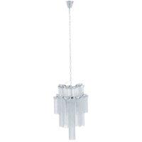 Orsina 2 Tier 6 Light Chrome Pendant, Boutique Style Ceiling Light With Aluminium Chains, Chrome Finish Pendant in Silver