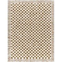 Livabliss Freud-Modern Ivory Black Brown High Pile Checkered Living Dining Rug | Size: 200 cm x 275 cm