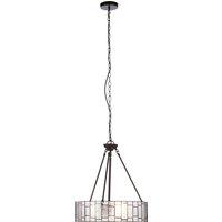 Orsina Etched Glass Deco Pendant Light, Warm Bronze Frame With Geometric Glass Shade, Ambient Ceiling Light in Clear