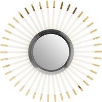 Orsina Retro Round Wall Mirror, Quirky Concave Glass Mirror with Gold-Tipped Acrylic Spokes, Stainless Steel Mirror in Clear