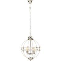 Orsina Pendant Light In Clear Acrylic & Chrome Finish, Globe-Shaped Traditional Chandelier With Round Cut Crystals in Silver