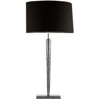 Orsina Table Lamp with Screw Shaped Stainless Steel Base, High Gloss Nickel Finish, Black Fabric Tapered Shade in Silver