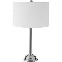 Orsina Adjustable Height Polished Metal Table Lamp, Cream Fabric Drum Shade, Boutique Lighting Feature for Bedroom in Silver