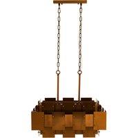 Orsina Metal Brass Finish Pendant Light With Eight Bulbs, Modern Minimalist Chandelier With Bold Square Frames in Gold