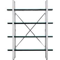 Orsina Black Four‑Tier Shelf Unit, Matte Black Open Frame Bookcase with 4 Shelves, Storage Book Rack in Silver