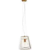 Orsina 3 Bulb Bronze Pendant Light, Geometric Glass Cone Ceiling Fixture, Crystal-Textured Shade Light in Gold