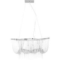 Orsina 6 Light Chrome Pendant, Adjustable Aluminium Chain Basket Pendant, Boutique Luxe Lighting For Living Room in Silver