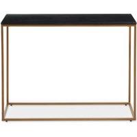 Orsina Black Marble Console Table, Rectangular Black Marble Top on Matte Gold Iron Frame, Geometric Modern Console