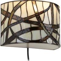 Orsina Branch Wall Light, Hand Rolled Art Glass Shade With Abstract Design, Bronze Frame Accent Light, Wall Light