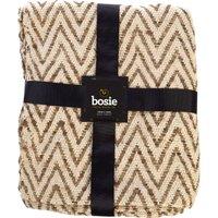 Orsina Beige Woven Chevron Throw, Soft Cotton & Viscose Blend Sofa Throw, Durable Geometric Blanket in Natural