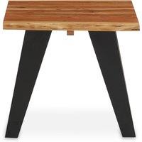 Orsina Acacia Wood Side Table, Rustic Natural Wooden Top With Black Looped Iron Base, End Table in Brown