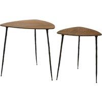 Orsina Stylish Set Of 2 Nesting Side Tables, Functional Small Table For Livingroom, Versatile Side Table By Couch in Brown