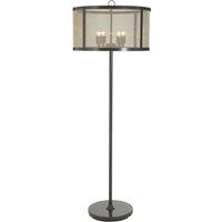 Orsina Black Finish Floor Lamp With Gold Accents, Industrial Iron Mesh Candle Style Floor Lamp, Lighting Feature