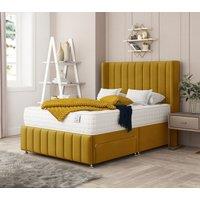 Bed Choices Brisbane Divan Bed With 2 drawers, Mattress & Headboard - Plush Velvet in Mustard | Size: King